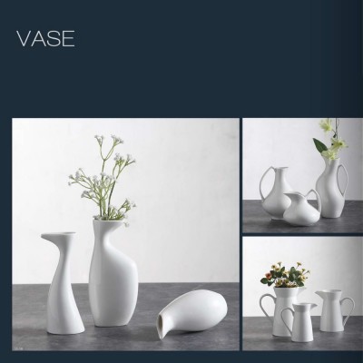 2019 Chaozhou Factory White Ceramic Porcelain Flower Vases For Dining Table