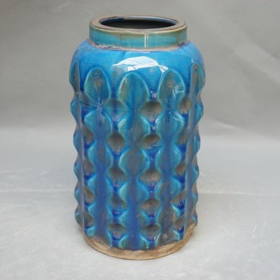 Newest Home Decor European Custom Antique Blue Ceramic Flower Vase