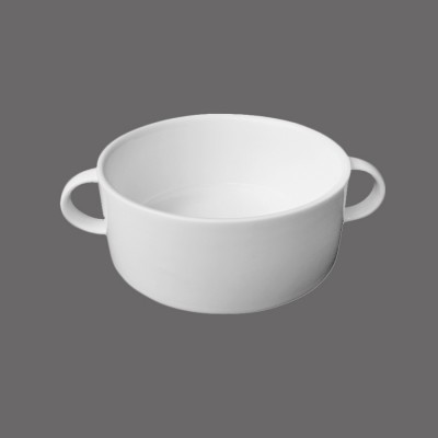 New Design Tableware Funny White Ceramic Two Ears Soup Bowl With Plate