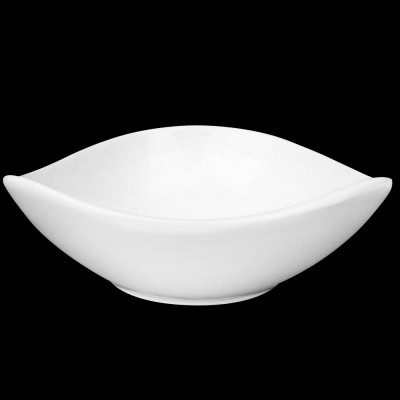 2019 New Product Special Curved Edge White Ceramic Ice Cream Salad Bowl